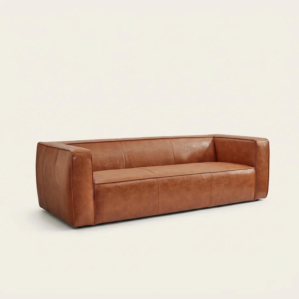 Jenna Leather Square Arm Sofa